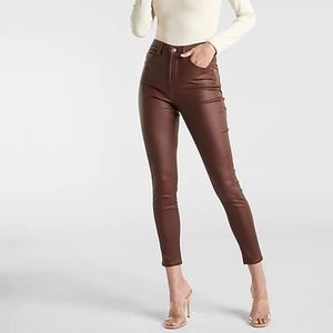 Express Brown Coated High Waisted Skinny Jeans in Espresso 4L NWT
